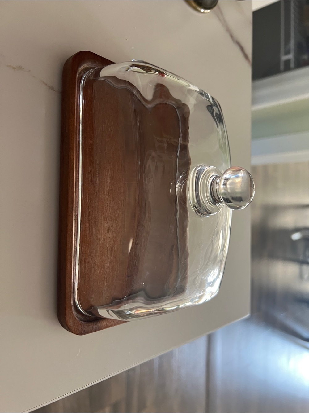 Glass + wooden butter dish